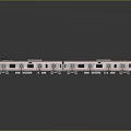 Sleek Modern Electric Train With Multiple Carriages Silver Gray Exterior And Red Stripes