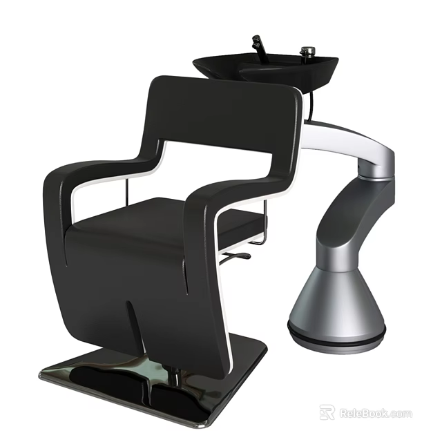 Modern Medical Equipment Chair With Black Upholstery And Silver Support Structure 3d model 