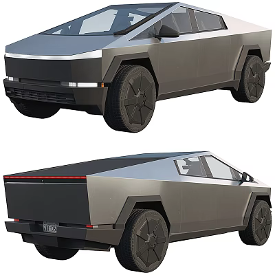 Futuristic Electric Pickup Truck With Angular Design Sleek Body Large Tires And Cargo Bed 3d model