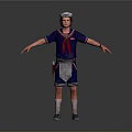 3D Character Outfit With Blue Uniform Red Scarf White Hat Belt Short Pants Socks And Shoes