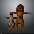 Cartoon Anthropomorphic Squirrel And Brown Animal Characters Standing With Open Arms