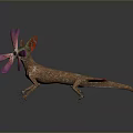 Colorful Lizard Like Game Movie Character With Pink Flower Shaped Head And Orange Red Spots