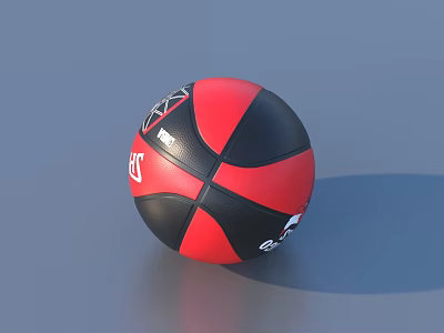 Red And Black Basketball Sports Equipment With Classic Design For Training 3d model