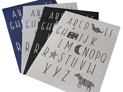 Colorful Square Rugs With Letters Numbers Dinosaur Zebra Moon Star Patterns 3d model