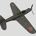Vintage Fighter Aircraft With Gray Body Red Star Emblems And Propeller Design