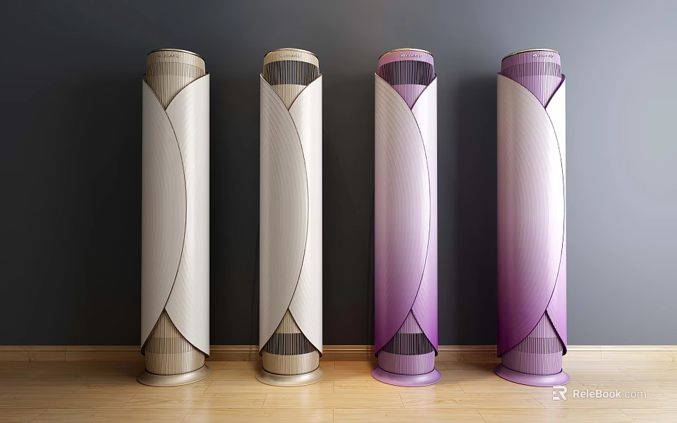 Modern Tower Air Conditioner Fans With Stylish Curved Design And Multiple Colors 3d model 