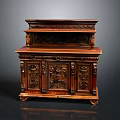 Vintage Wooden Carved Cabinet With Intricate Decorative Doors And Ornate Details