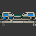 Modern Medical Hospital Bed With Green Mattress Blue Sections And White Frame
