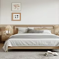 Minimalist Modern Bedroom Interior Design With Wooden Headboard Nightstands Table Lamps Wall Art And Rug