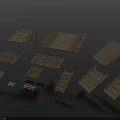 Wooden Scene Components Including Platforms Planks And Various Sizes For Model Scenes 3d model