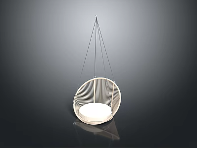 Elegant White Rattan Hanging Chair Furniture With Soft Comfortable Cushion Design 3d model