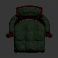 Traditional Carved Wooden Chair With Red Frame Green Upholstery And Ornate Details