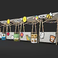 Fun Themed Market Stalls With Wooden Canopy And Cartoon Character Displays
