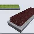 Rectangular Green And Red Roadside Planters For Urban Roads With Grey Bases 3d model