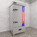 Commercial Kitchen Appliances With Stainless Steel Double Door And Red Blue Labels
