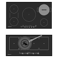 Electric Cooktop Kitchen Appliance with Heating Zones Control Panel and Cooking Pan