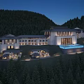Modern Guesthouse Building in Mountain Forest With Night View And Outdoor Pool