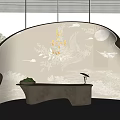Special-shaped front desk reception desk end view desk 3d model