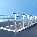 Industrial Metal Walkway Platform With Grated Surface And Safety Railings