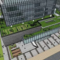 Modern Office Building Complex With Central Courtyard And Landscaped Green Spaces