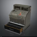 Vintage Cash Register With Display Screen Numeric Keys And Cash Drawer
