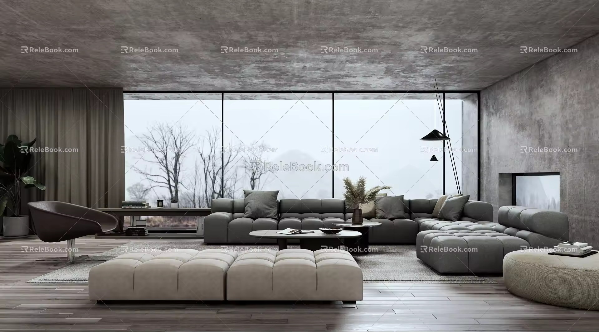 Modern sofa coffee table combination 3d model