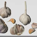 Fresh Whole Garlic Bulbs And Peeled Cloves With Purple Stripes On White Surface