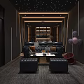 Home Theater Room Interior Design With Starry Ceiling Dark Walls Comfortable Seating Sofa