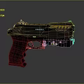 Futuristic Modern Pistol With Metallic Body Blue Lights And Textured Grip 3d model