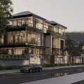 Modern Townhouse Villa Exterior 3d model