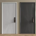 Modern Security Doors White And Dark Gray With Radial Pattern Electronic Lock And Metal Handle