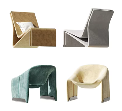 Modern Leisure Chairs In Various Colors With Upholstered Fabric And Distinctive Contemporary Shapes 3d model