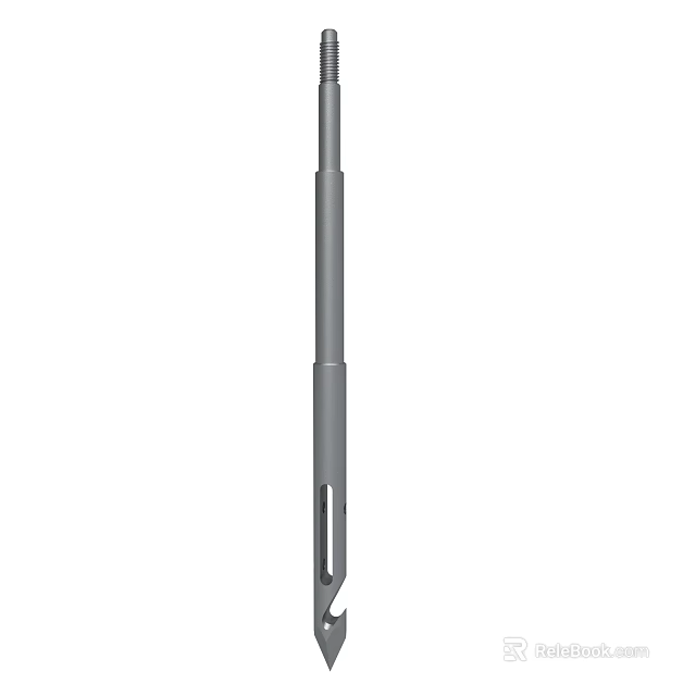 Gray Long Metal Tool Structure With Rectangular Slot And Cylindrical Shaft 3d model 