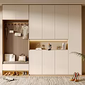 Modern Minimalist Shoe Cabinet with Open Shelves Storage Compartments Decorative Items and Seating Bench