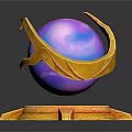 Elaborate Decorative Golden Base Supporting Colorful Glowing Sphere With Intricate Patterns