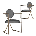 Modern Leisure Chair With Gold Metal Frame And Gray Comfortable Cushion In Sleek Contemporary Style