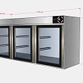 Restaurant Stainless Steel Display Cabinet With Three Glass Doors Metal Shelves And Control Panel