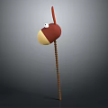 Cute Cartoon Decorative Furniture Piece With Red Head Yellow Base And Brown Spiral Pole