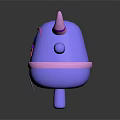 Purple Cartoon Game Movie Character With Pink Horns Mustache And Belly
