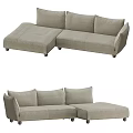 Light Gray Fabric Sectional Sofa with Multiple Cushions and L Shaped Design 3d model
