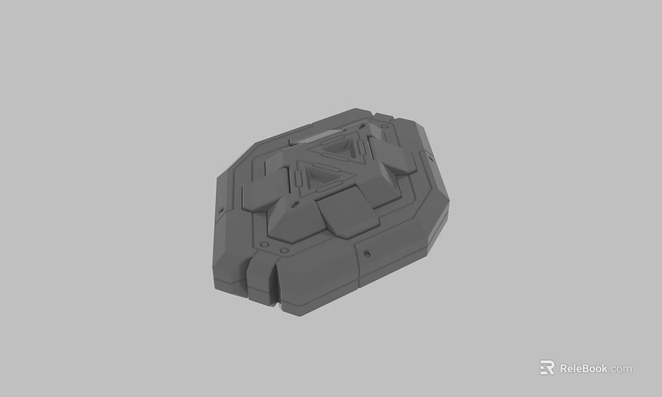 Gray 3D Model of Industrial Mechanical Component With Geometric Structure Design 3d model 