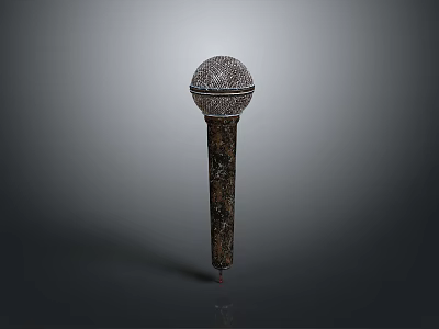 Decorative Microphone As Stylish Daily Living Accessory With Mesh Top And Ornate Handle 3d model