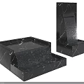 Black Marble Garden Decor Water Fountains With Square Design And Cascading Water