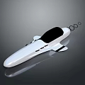 White Streamlined Futuristic Device With Black Seat And Circular Tail Rings On Shiny Surface