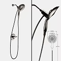 Modern Handheld Shower Faucet With Flexible Hose And Detailed Dimensions For Bathroom