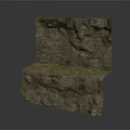 Natural Rock Seat Structure With Textured Surface And Integrated Backrest Design 3d model