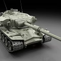 Military Green Tank With Long Cannon Tracks Detailed Turret And Heavy Armor