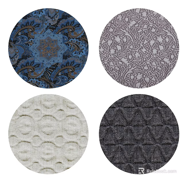 Various Round Rugs With Different Patterns And Colors For Home Decor 3d model