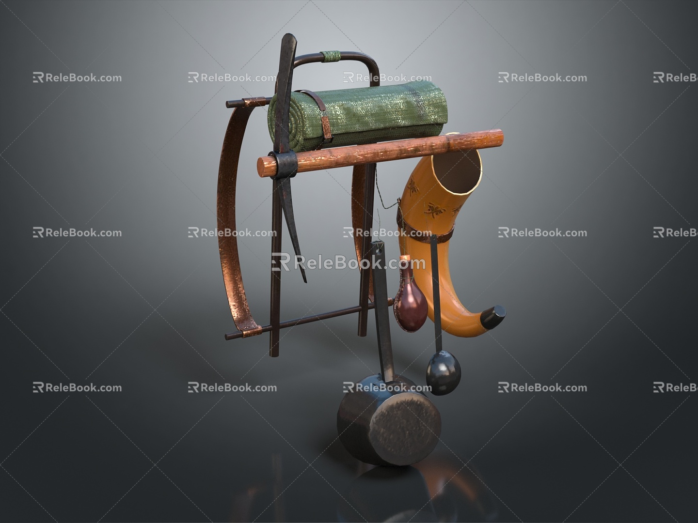 Modern tools water ladle iron pick blanket 3d model