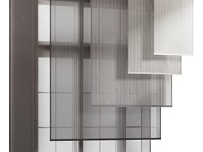 Modern Layered Curtains With Sheer Fabric Vertical Panels And Light Filtering Design 3d model